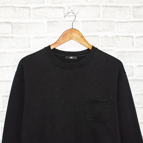 HARE Japan Men's crew Sweatshirt Black Terry Size Small - Picture 4 of 7